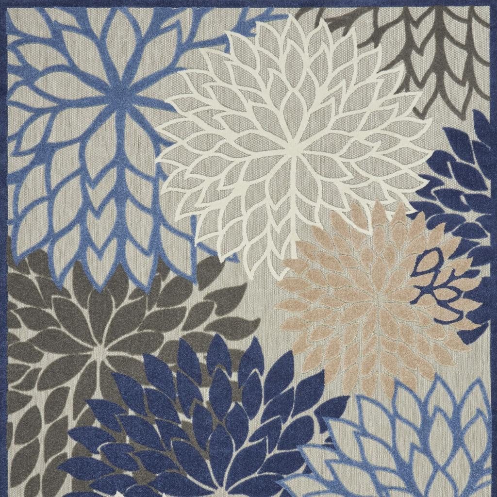 8′ X 11′ Blue And Gray Indoor-Outdoor Area Rug III