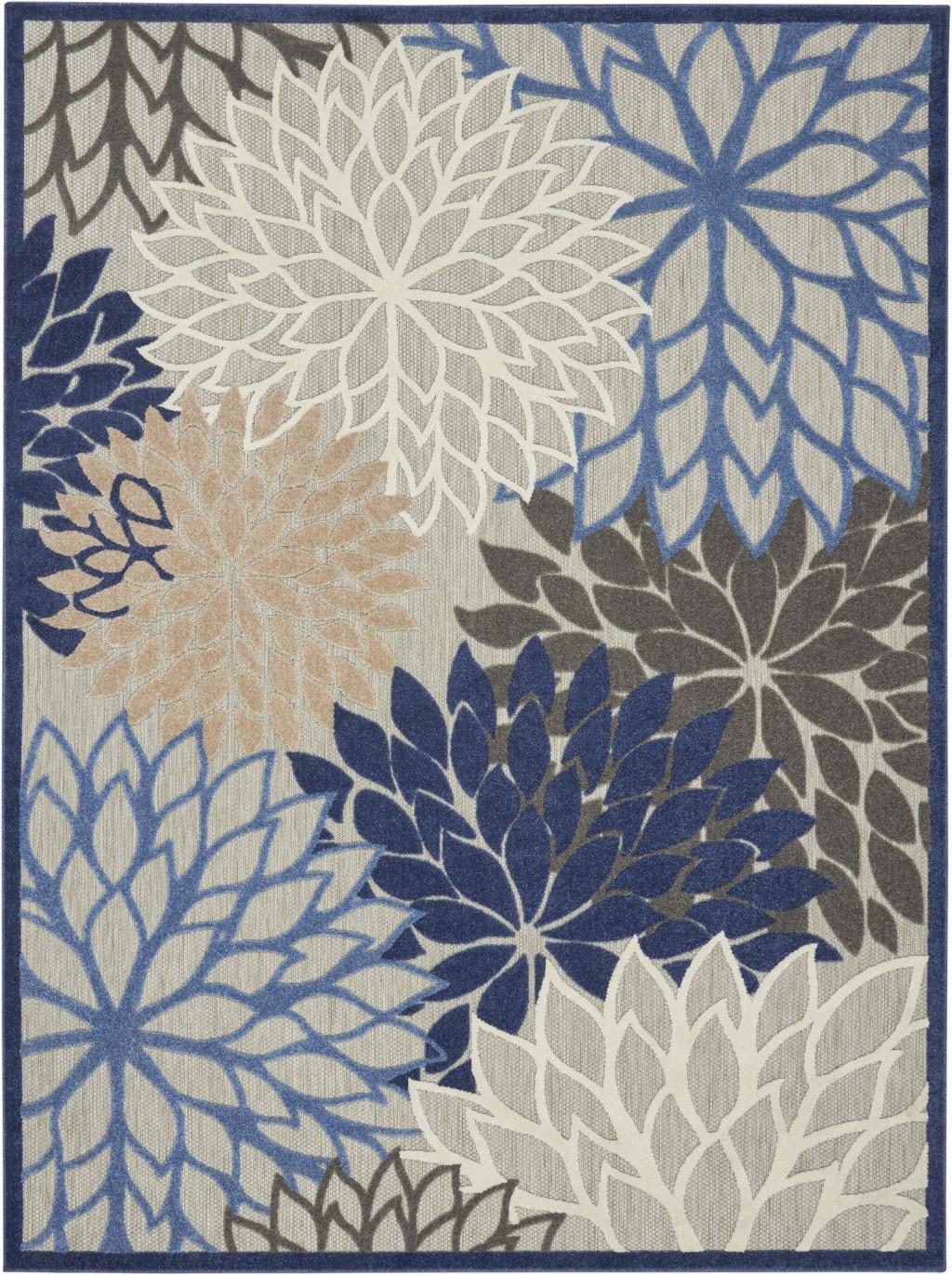 8′ X 11′ Blue And Gray Indoor-Outdoor Area Rug III