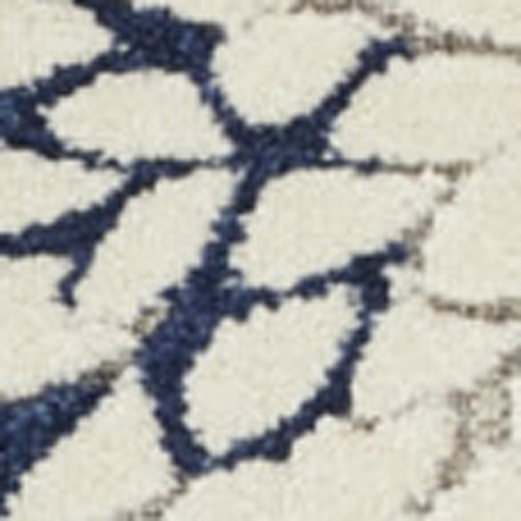 12′ Ivory and Blue Indoor Outdoor Runner Rug II