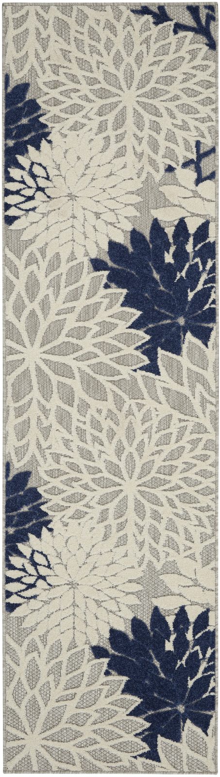 8′ Ivory and Blue Indoor Outdoor Area Rug III