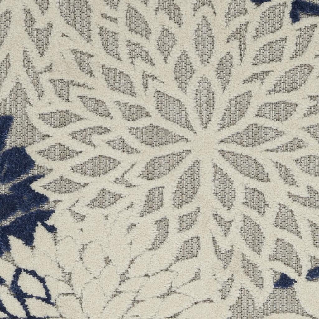 8′ Ivory and Blue Indoor Outdoor Area Rug III