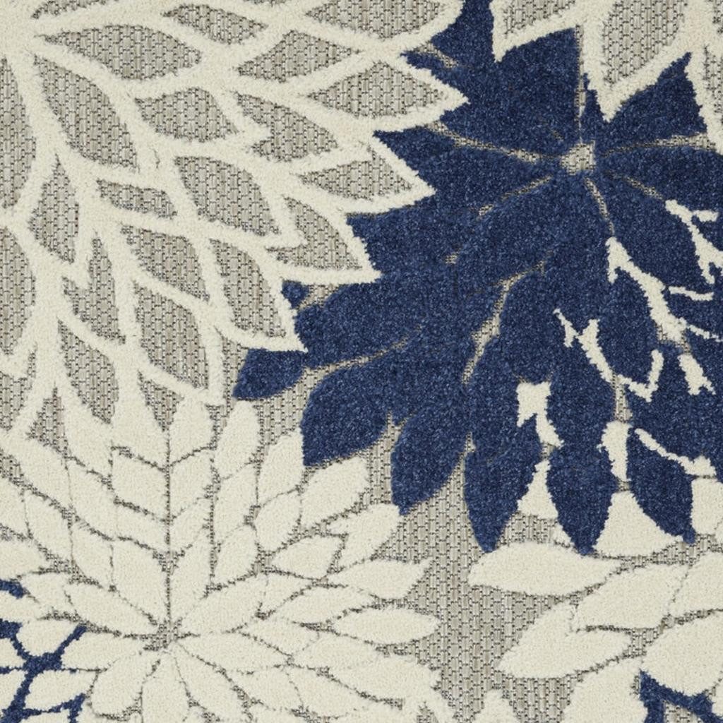 3′ X 4′ Ivory and Blue Indoor/Outdoor Area Rug III