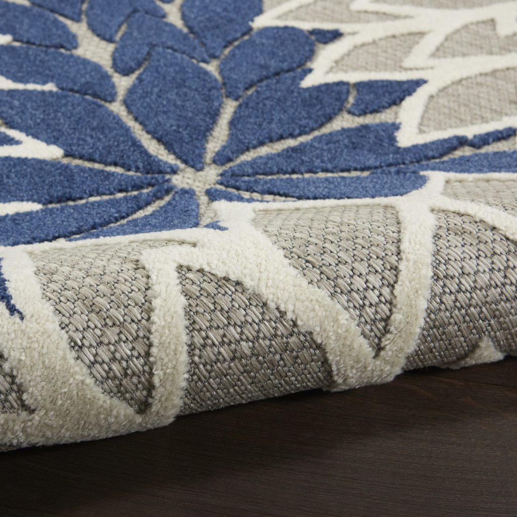 3′ X 4′ Ivory and Blue Indoor/Outdoor Area Rug III