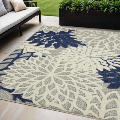 4′ × 6′ Ivory And Blue Indoor/Outdoor Area Rug II