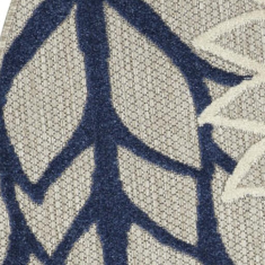 4′ Ivory and Blue Round Indoor Outdoor Rug III