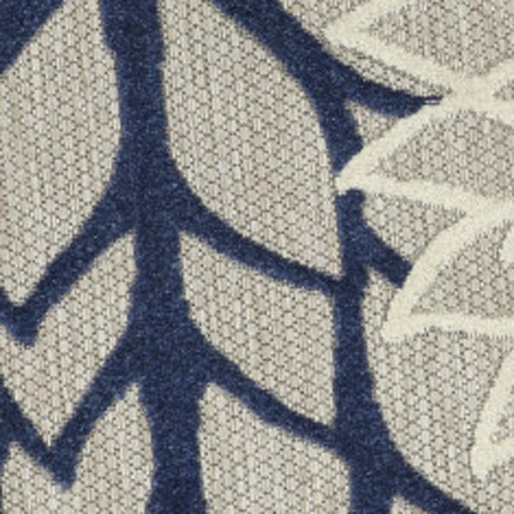 4′ Ivory and Blue Round Indoor Outdoor Rug III