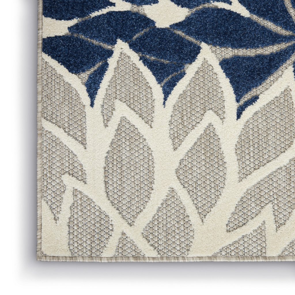 5′ X 8′ Ivory And Blue Floral Area Rug II