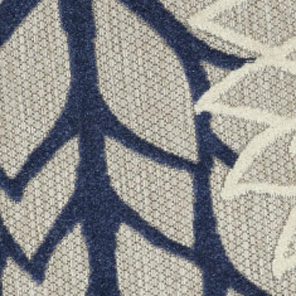 5′ Ivory and Blue Indoor Outdoor Round Rug II