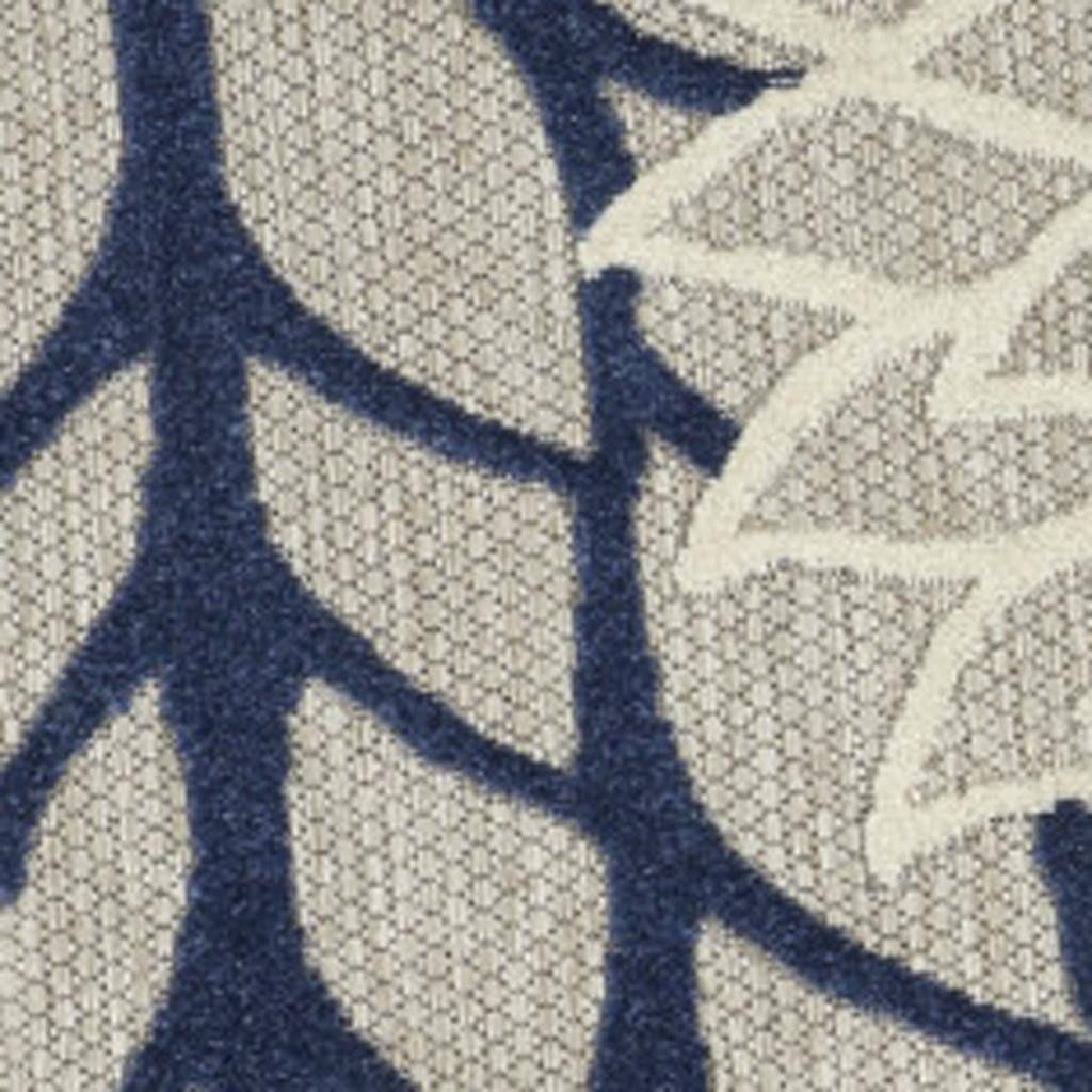 5′ Ivory and Blue Indoor Outdoor Round Rug II