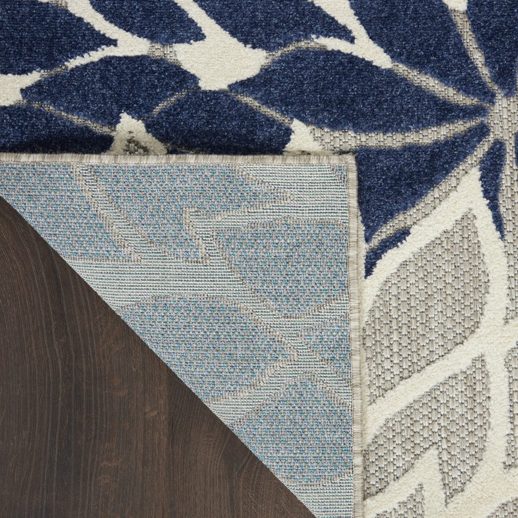 6′ X 9′ Ivory and Blue Indoor-Outdoor Area Rug II