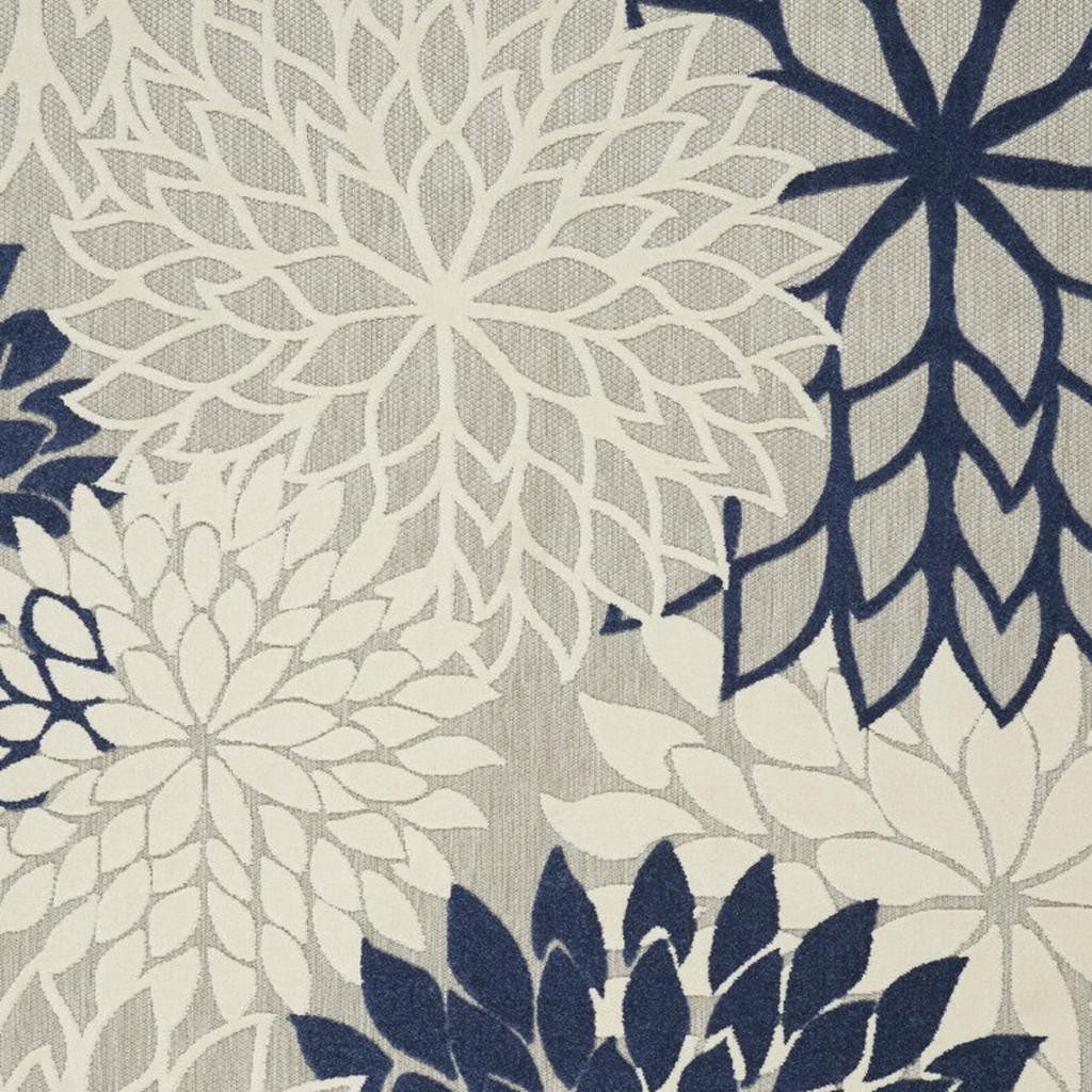 8′ X 11′ Ivory And Blue Indoor-Outdoor Area Rug III