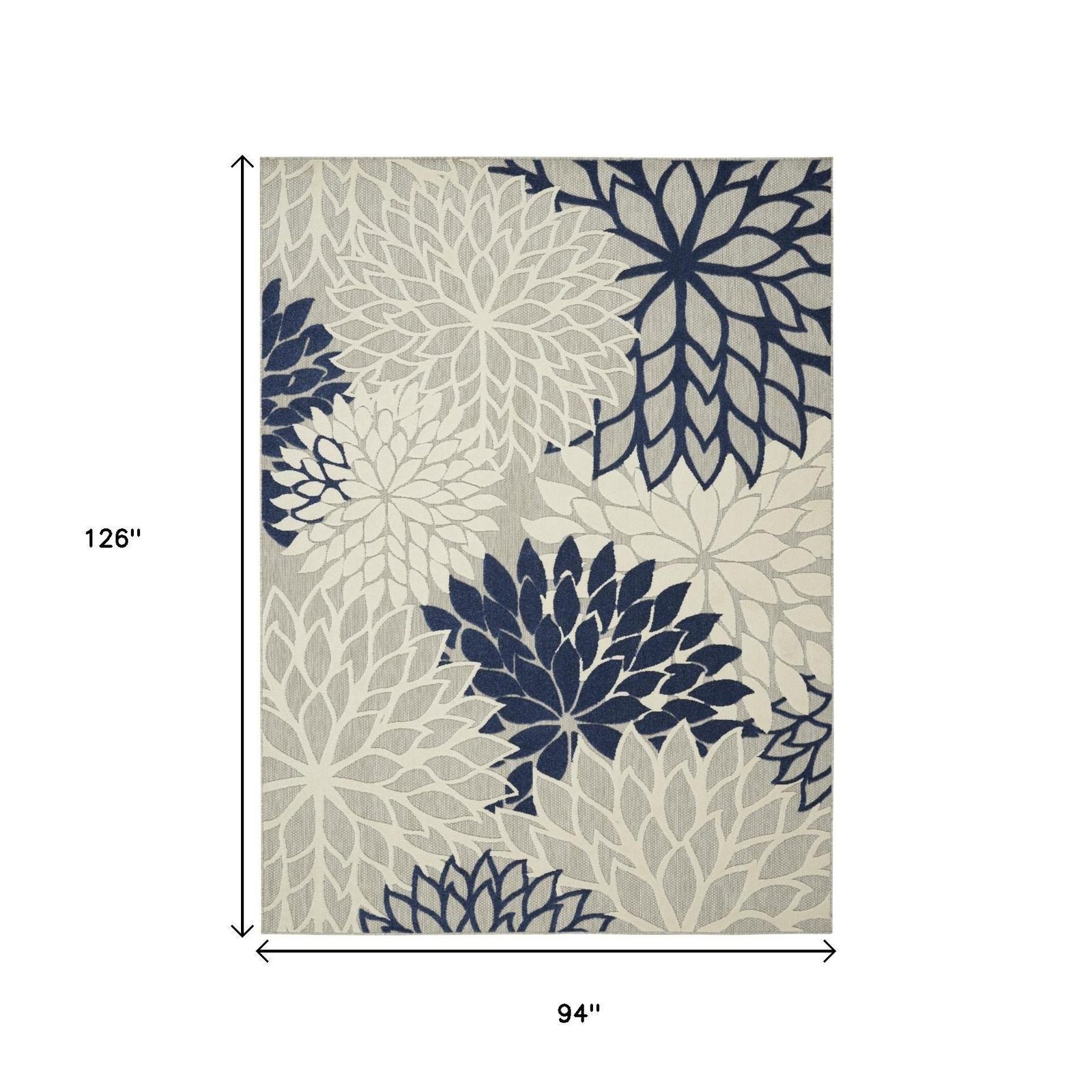 8′ X 11′ Ivory And Blue Indoor-Outdoor Area Rug III