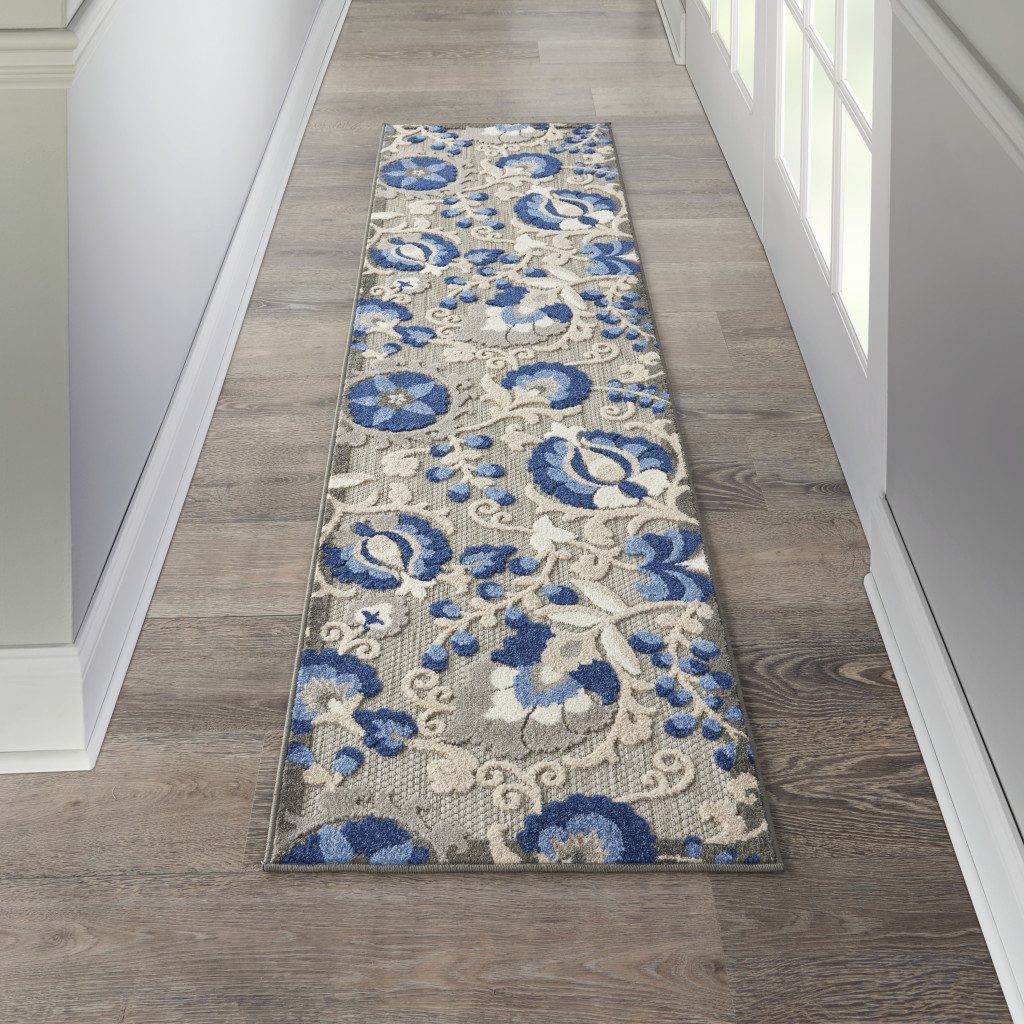 6′ Blue And Gray Indoor Outdoor Area Rug