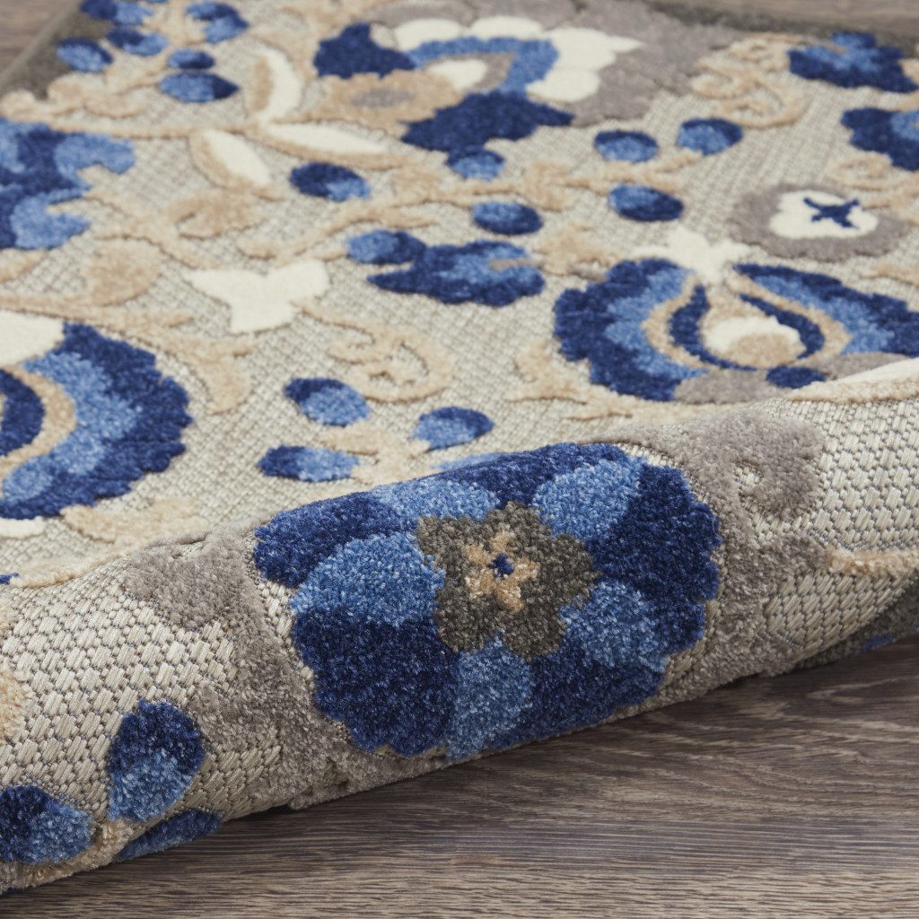 6′ Blue And Gray Indoor Outdoor Area Rug