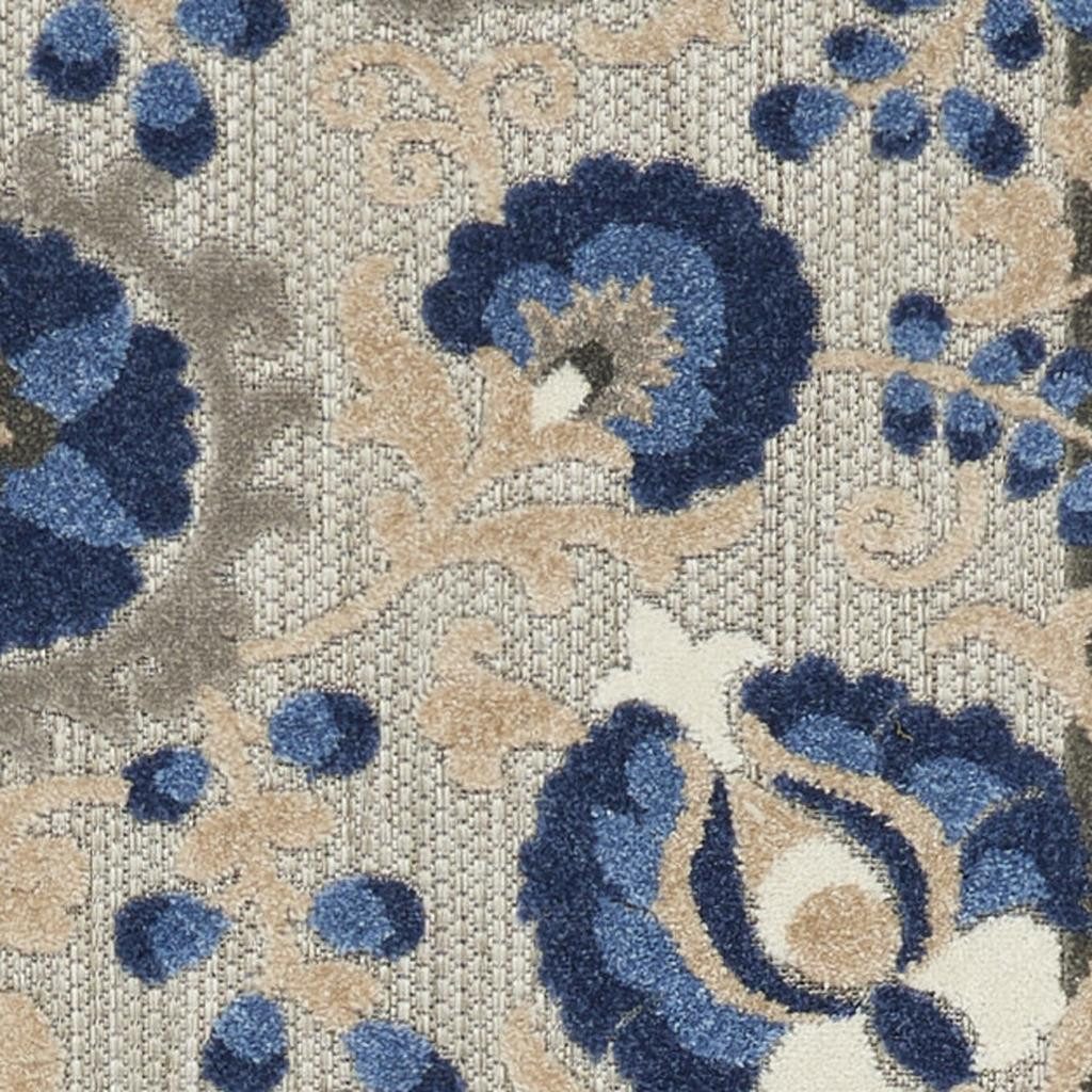 8′ Blue and Gray Indoor Outdoor Area Rug