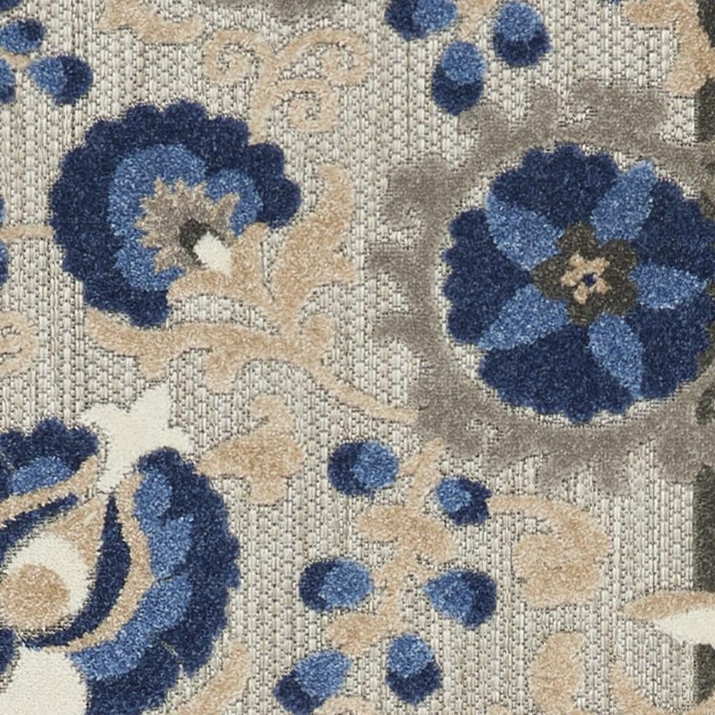 8′ Blue and Gray Indoor Outdoor Area Rug