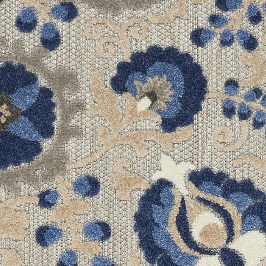 10′ Blue And Gray Indoor Outdoor Area Rug