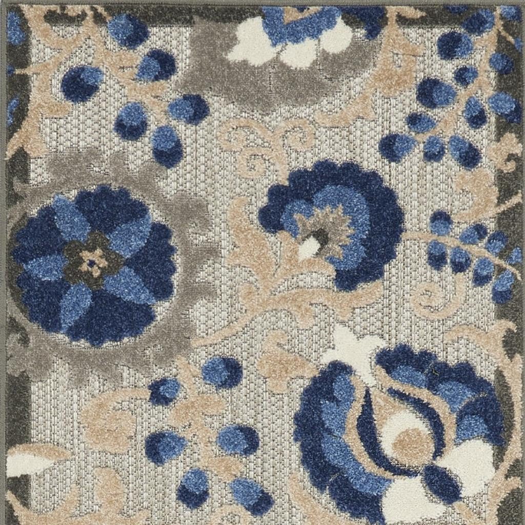 10′ Blue And Gray Indoor Outdoor Area Rug