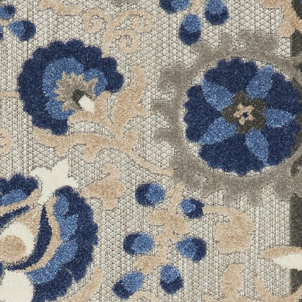 10′ Blue And Gray Indoor Outdoor Area Rug