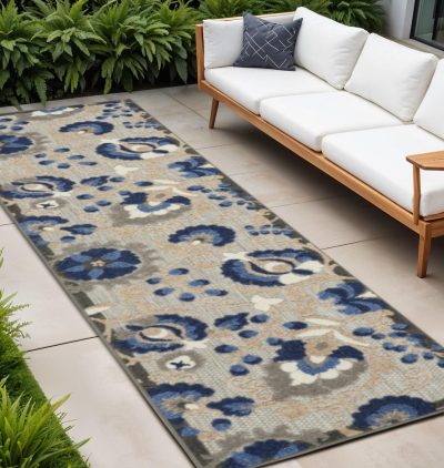 12′ Blue and Gray Indoor Outdoor Runner