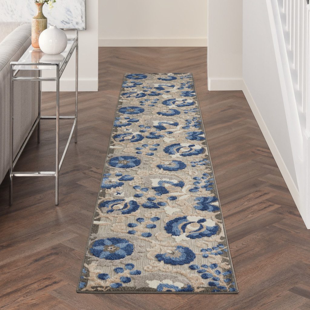12′ Blue and Gray Indoor Outdoor Runner