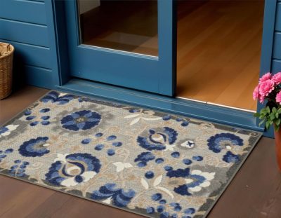 3′ X 4′ Blue and Gray Indoor-Outdoor Area Rug III