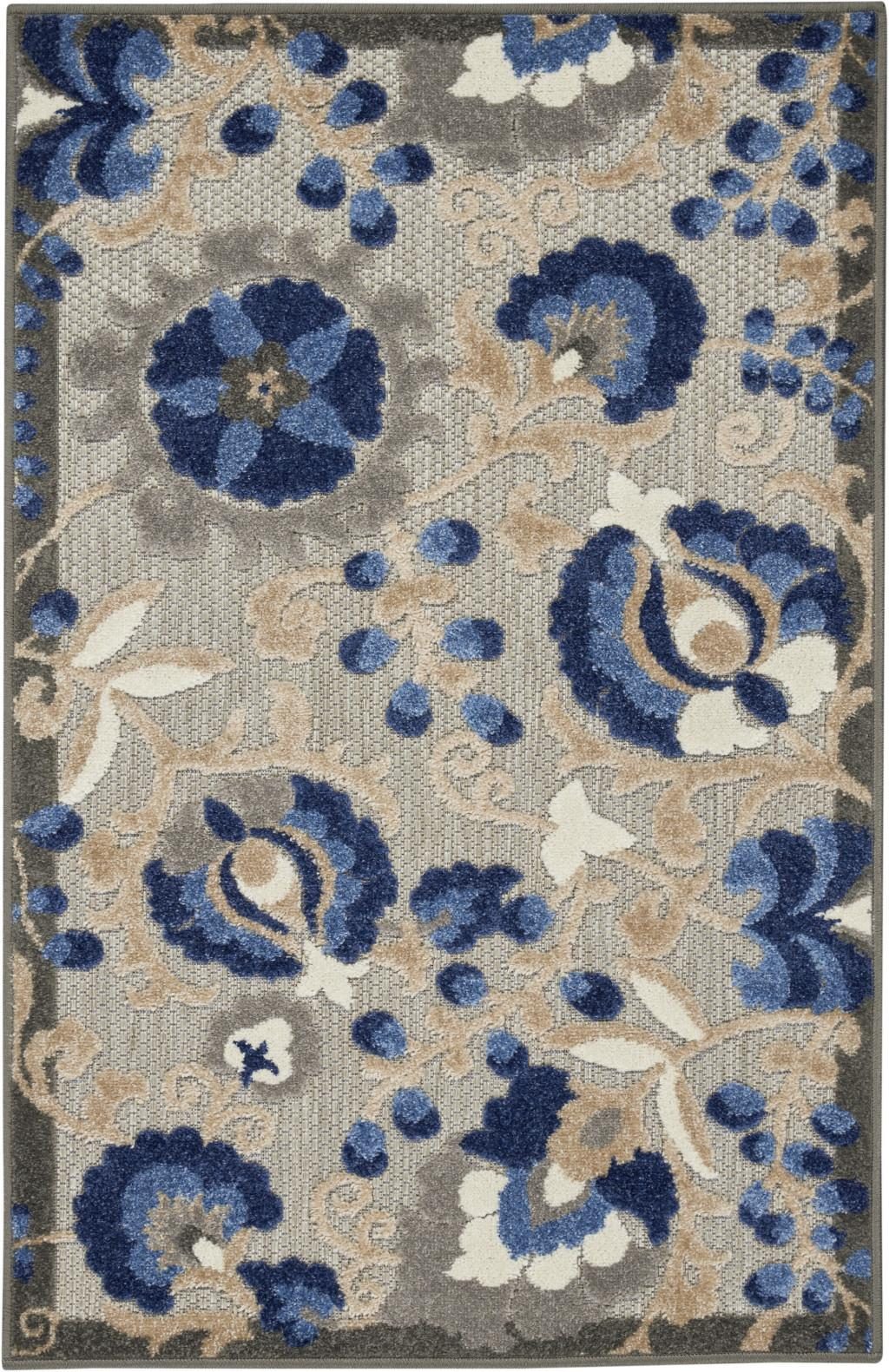3′ X 4′ Blue and Gray Indoor-Outdoor Area Rug III