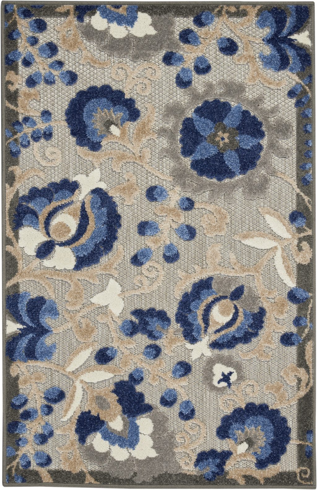 3′ X 4′ Blue and Gray Indoor-Outdoor Area Rug III