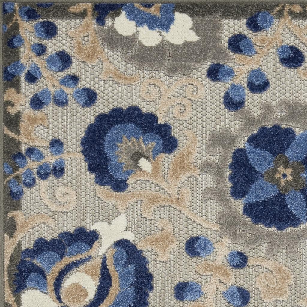 3′ X 4′ Blue and Gray Indoor-Outdoor Area Rug III