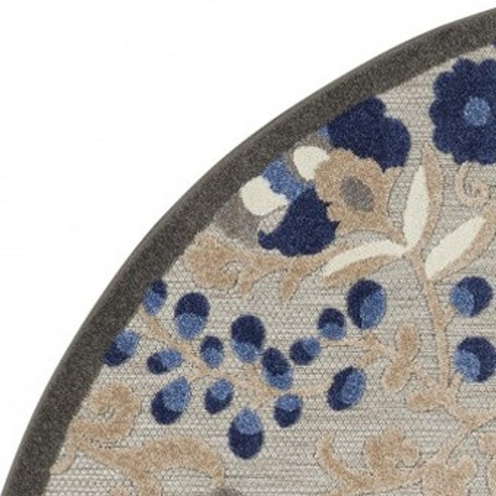 4′ Blue and Gray Round Indoor Outdoor Rug II