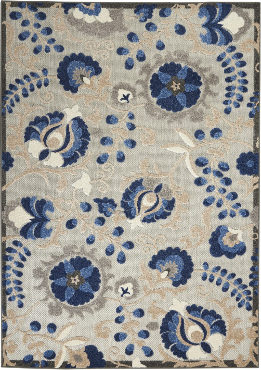 6′ X 9′ Blue And Gray Indoor Outdoor Area Rug