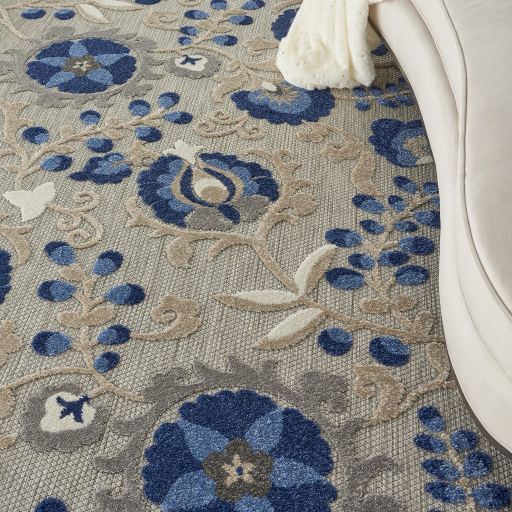 6′ X 9′ Blue And Gray Indoor Outdoor Area Rug