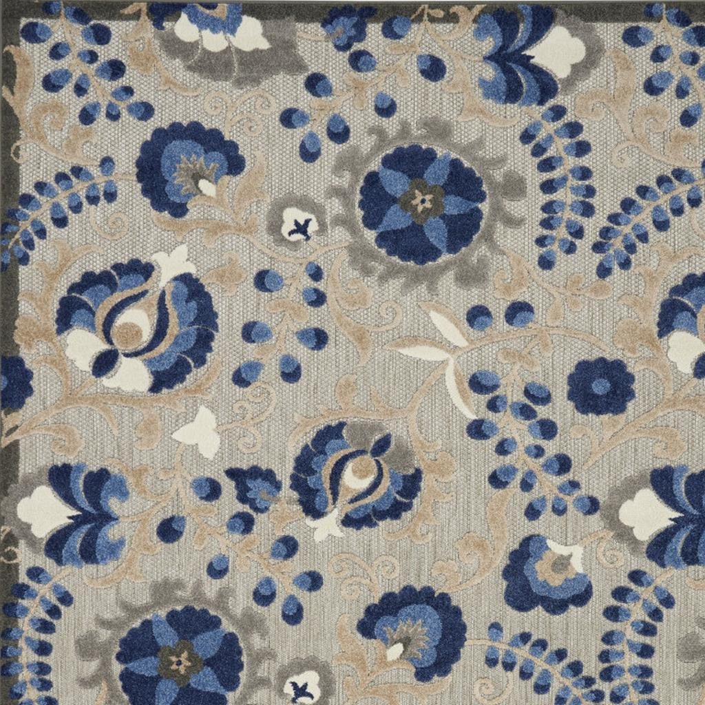 7′ X 10′ Blue And Gray Indoor Outdoor Area Rug