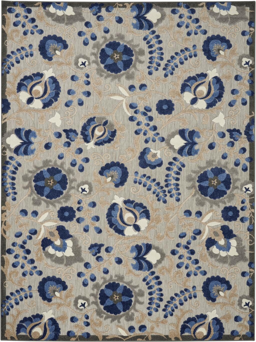 8′ X 11′ Blue And Gray Indoor Outdoor Area Rug