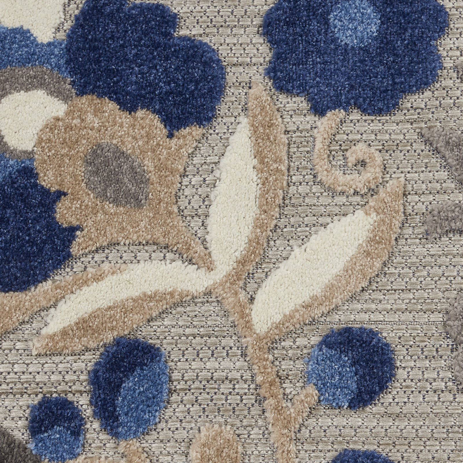 8′ Blue and Gray Round Indoor Outdoor Area Rug