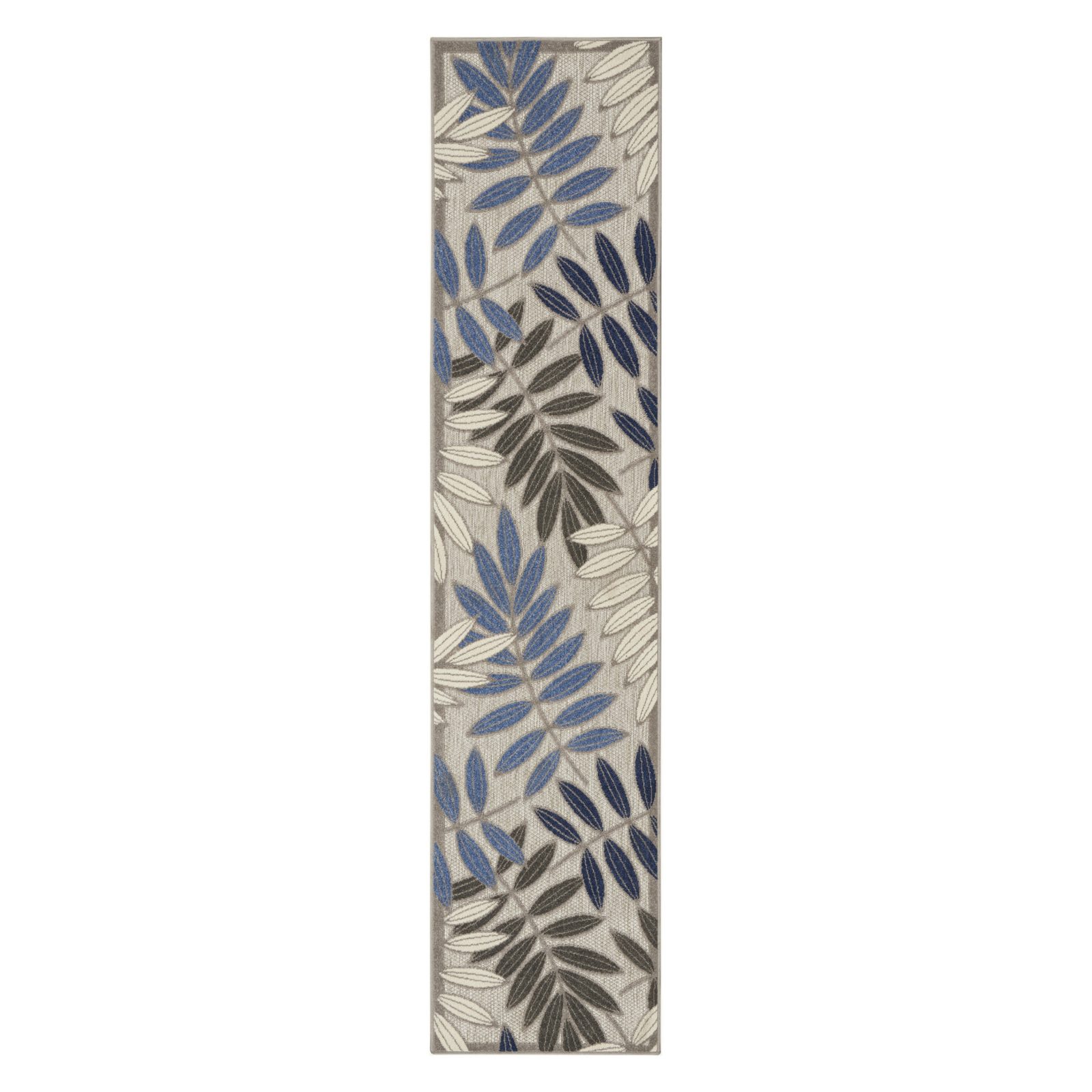 6′ Blue and Gray Floral Indoor Outdoor Area Rug