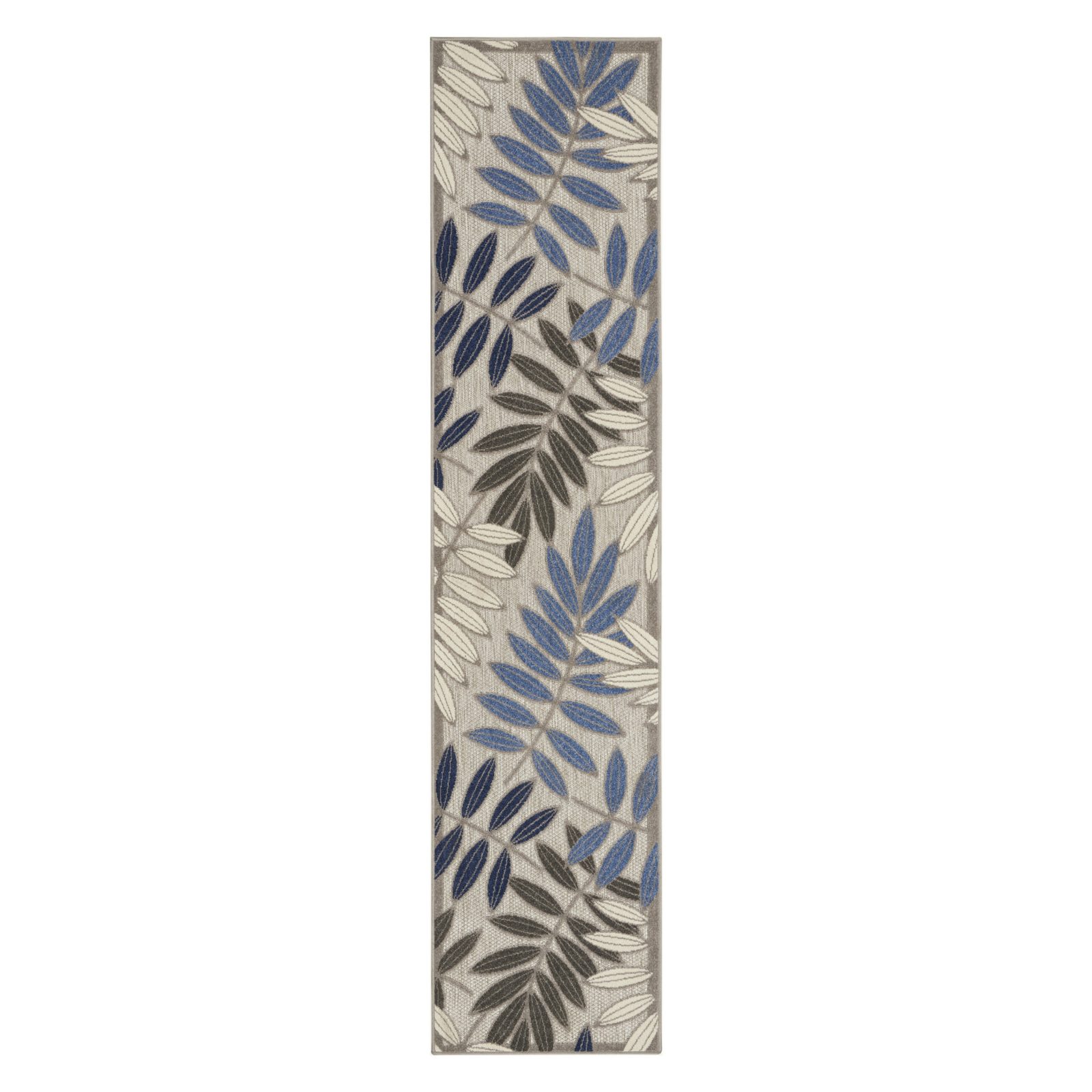 10′ Blue And Gray Floral Indoor Outdoor Area Rug