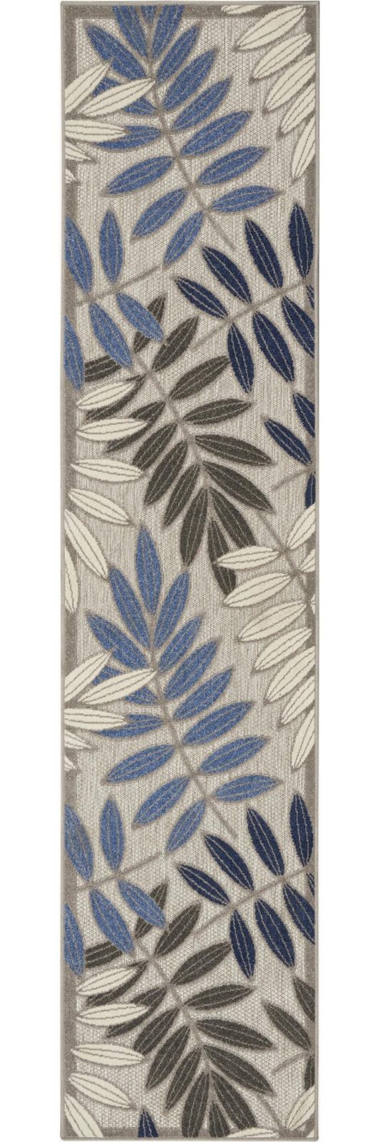 10′ Blue And Gray Floral Indoor Outdoor Area Rug