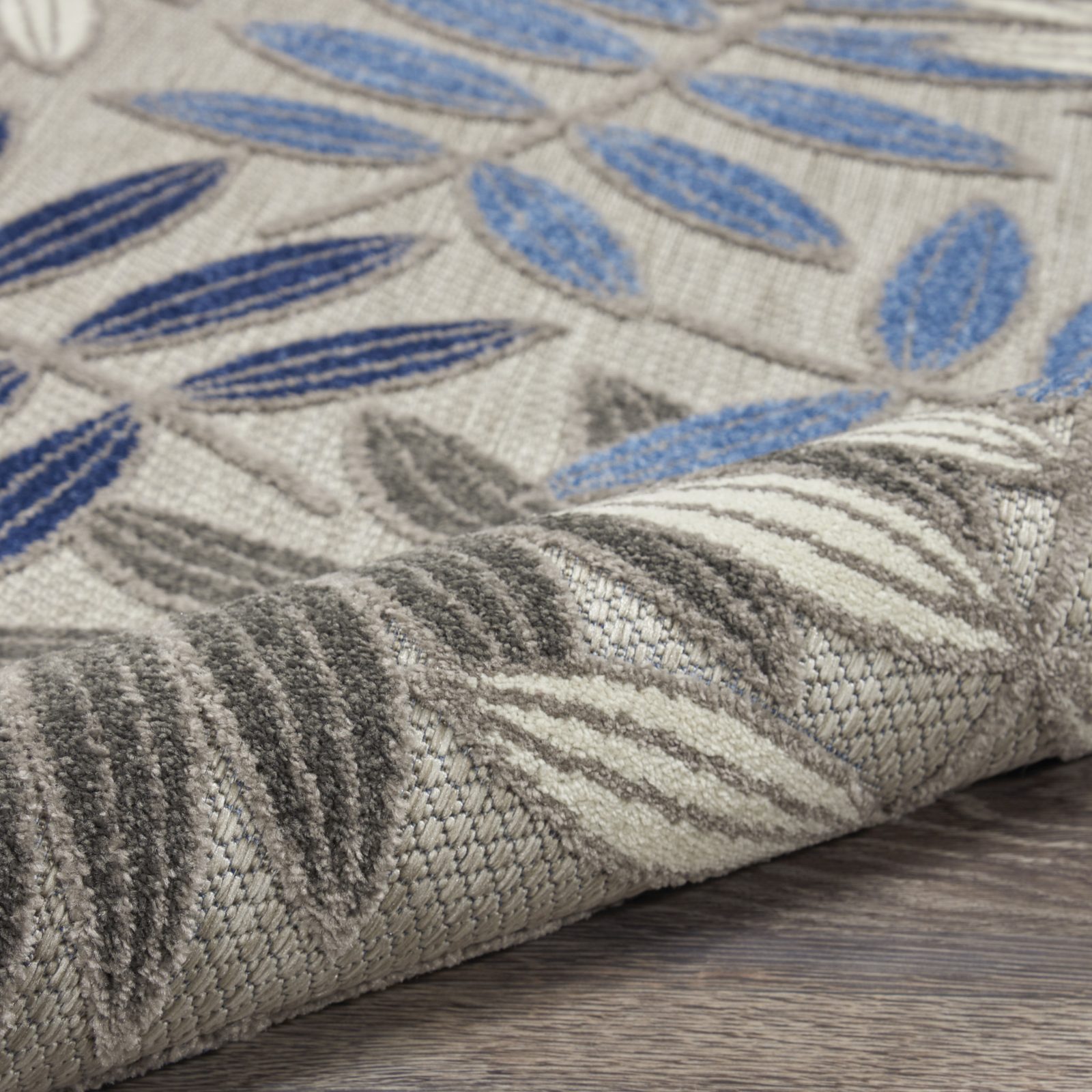 10′ Blue And Gray Floral Indoor Outdoor Area Rug