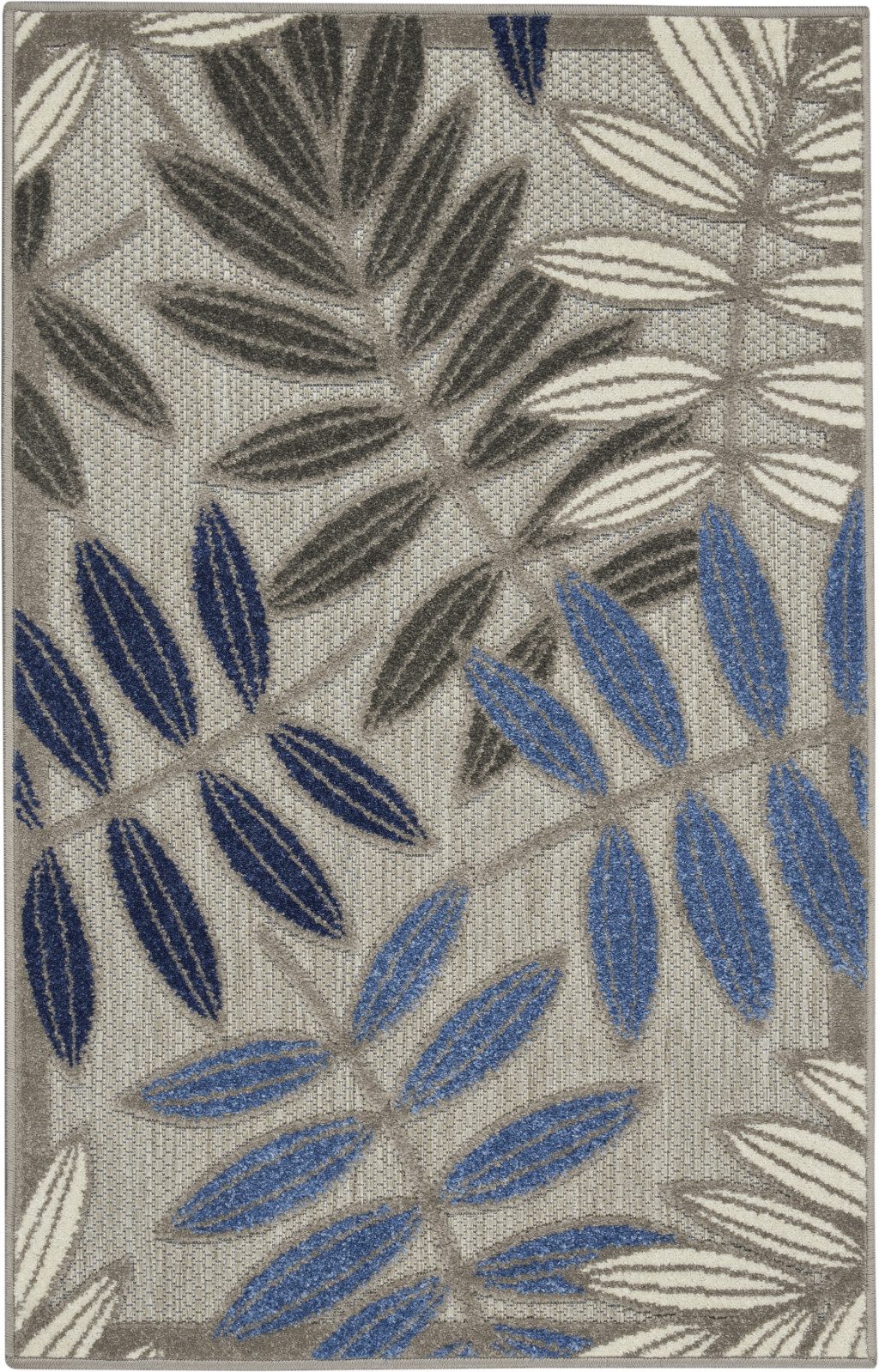 3′ X 4′ Blue And Gray Floral Area Rug II