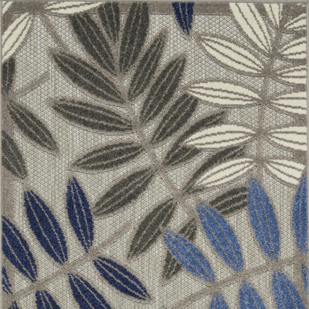 3′ X 4′ Blue And Gray Floral Area Rug II