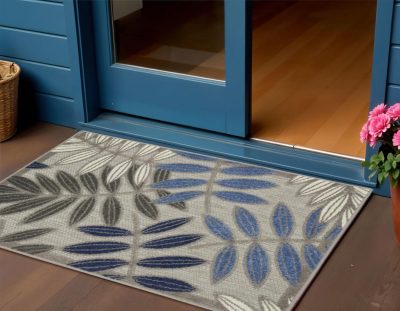 3′ × 4′ Blue And Gray Floral Area Rug II