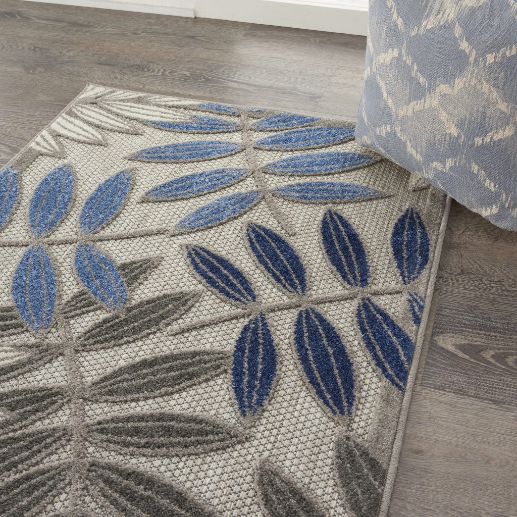 3′ X 4′ Blue And Gray Floral Area Rug II