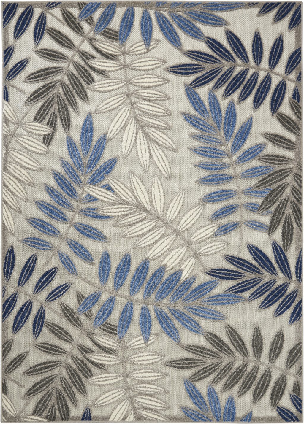 4′ X 6′ Blue Gray Floral Indoor Outdoor Area Rug