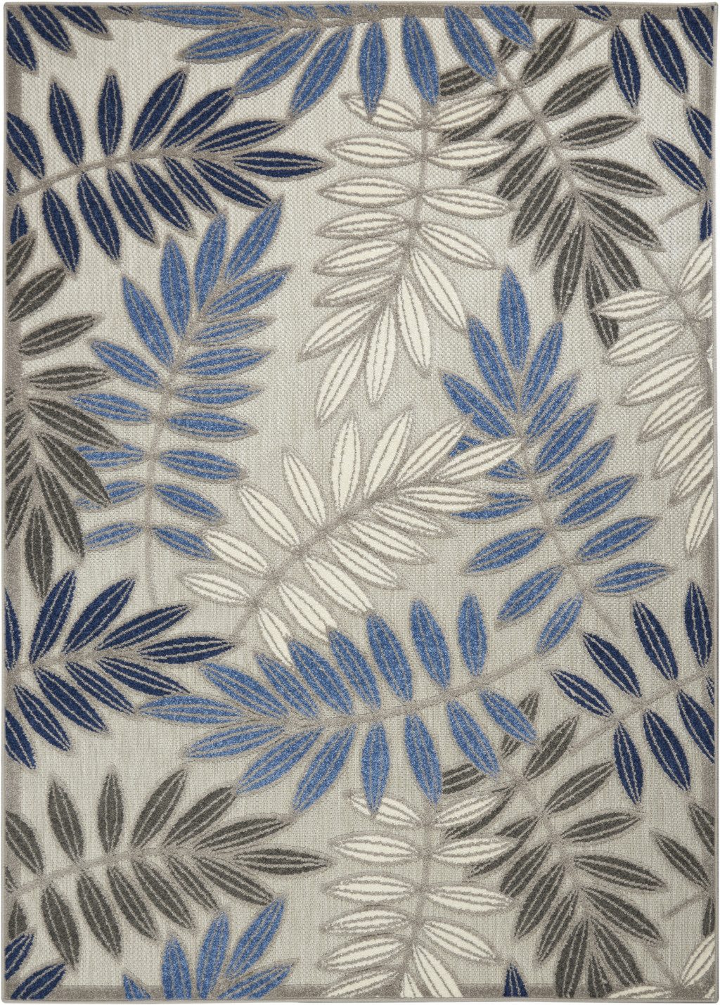 4′ X 6′ Blue Gray Floral Indoor Outdoor Area Rug