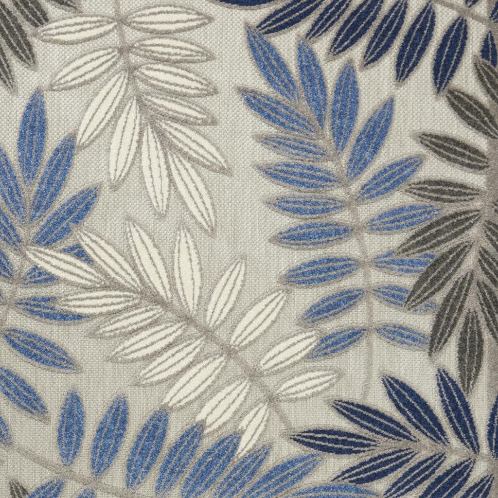 5′ X 7′ Blue Gray Floral Indoor-Outdoor Area Rug
