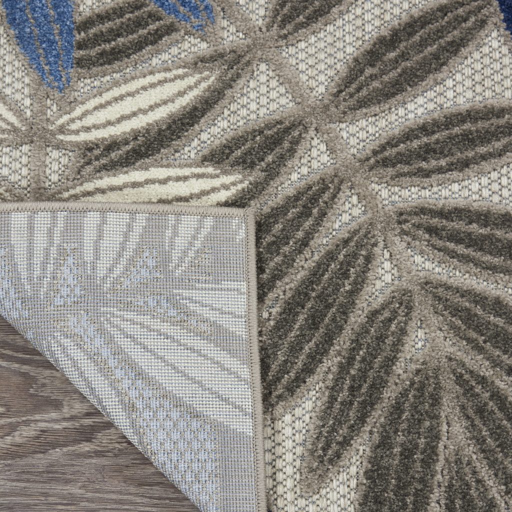 5′ X 7′ Blue Gray Floral Indoor-Outdoor Area Rug