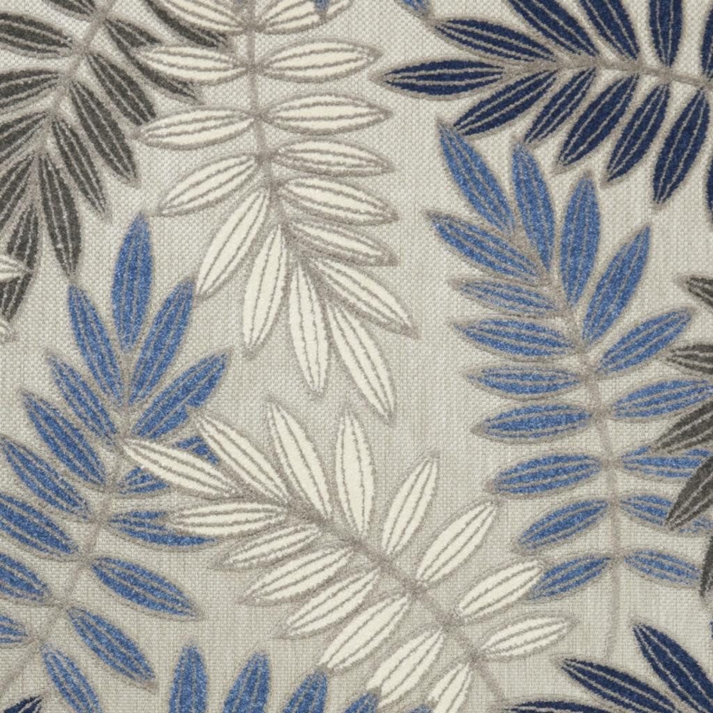 5′ X 7′ Blue Gray Floral Indoor-Outdoor Area Rug