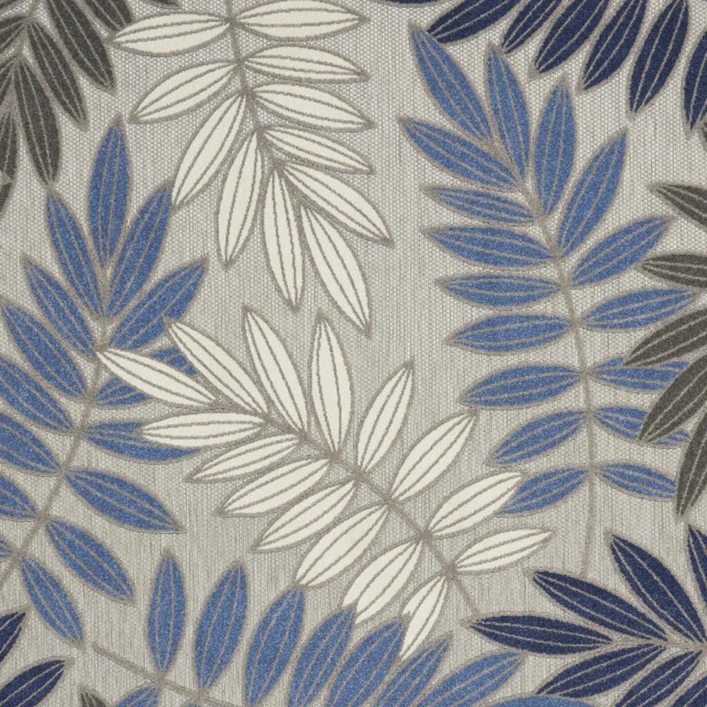 6′ X 9′ Blue and Gray Floral Indoor-Outdoor Area Rug