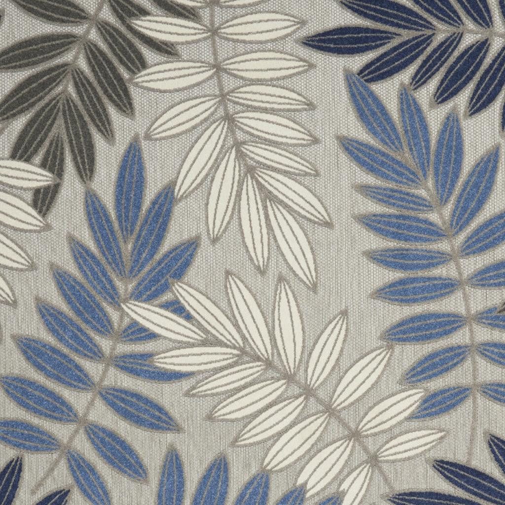 7′ X 10′ Blue And Gray Floral Round Rug